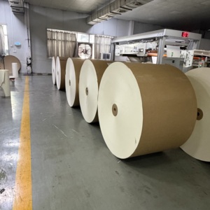 Rouleau de papier PE enduit en vrac, en pâte de bois vierge, laminé PE simple face, rouleau jumbo, largeur personnalisée pour boîte alimentaire à emporter - Product Image 1