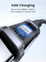 Câble USB C d'origine UGREEN US316, alimentation 100W, charge rapide 5A, câble de type C avec puce E-Marker pour iPhone, travail de bureau