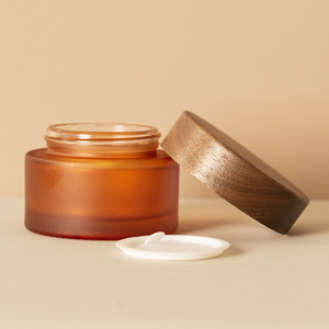 Envase de Vidrio Esmerilado Redondo de 30g 50g para Cosméticos, con Tapa de Bambú, para Crema Facial, Venta al por Mayor - Product Image 2