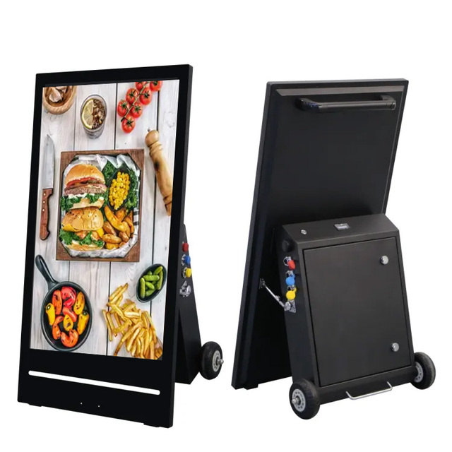 IP65 Waterproof 43 Inch High Brightness Sunlight Readable Portable 50Ah Battery Powered LCD Outdoor Digital Poster for Retail