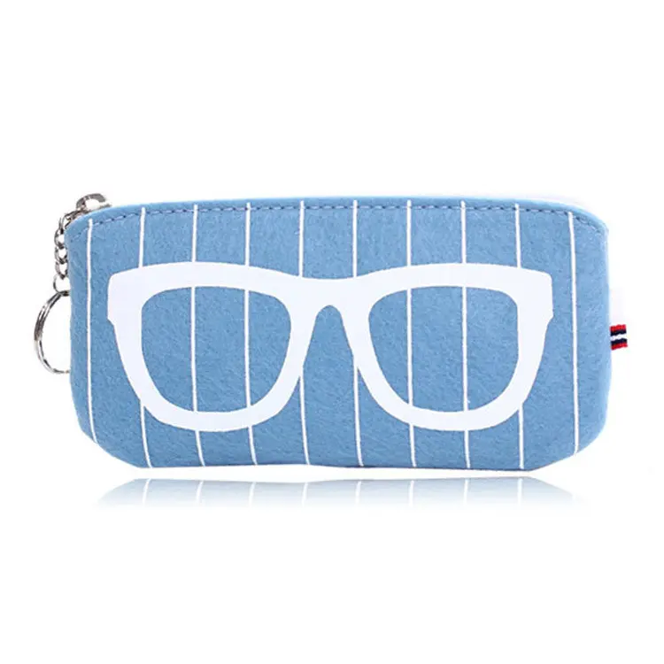 Taşınabilir gözlük depolama yumuşak kılıfı fermuar keçe gözlük güneş gözlüğü için pudra kutusu çanta