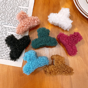 Barrettes <span class=keywords><strong>à</strong></span> cheveux en fourrure d'agneau aux couleurs automne/hiver, mignonnes et moelleuses, pour petites princesses, accessoires pour cheveux - Product Image 2