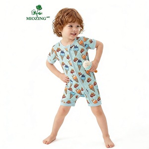 Pijama de Bebé Miozing para el Día de la Independencia, Diseño Personalizado, Color Azul Helado, Ropa de Dormir de Bambú y Rayón - Product Image 1