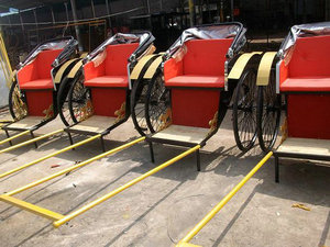 Carrozza Tradizionale Cinese a 2 Ruote per Passeggeri, Triciclo Trainato a Mano, Risciò - Product Image 3
