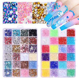 Piedras de Resina Planas para Uñas, Cristales AB, Diamantes Fluorescentes, Gemas para Uñas en Lámina de 24 Rejillas para Decoración de Uñas DIY - Product Image 5