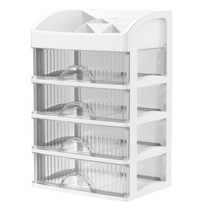Tiroirs de bureau en plastique transparent multifonctionnels à 4 niveaux, organiseur de maquillage, boîte de rangement pour cosmétiques et bijoux - Product Image 6