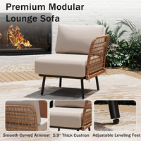 Ensemble de canapé d'angle modulaire en rotin pour l'extérieur, mobilier de patio avec table basse à grain de bois pour grand espace extérieur