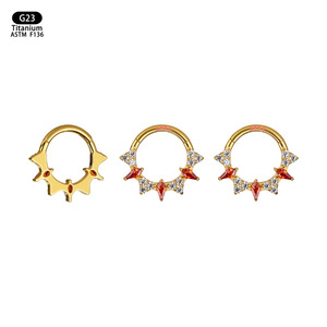 Anneau de nez en titane G23 avec pierres en zircon pour bijoux de piercing corporel - Product Image 1