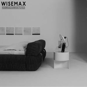 Muebles de cama con marco de madera sólida, tela de esponja, cama de matrimonio para dormitorio - Product Image 5