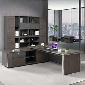 Muebles de oficina modernos de madera de lujo en forma de L, escritorio ejecutivo de elevación de Gerente de melamina para escritorio de Gerente Ejecutivo Boss - Product Image 4