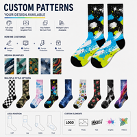 Chaussettes de sport à logo personnalisable, imprimées numériquement à 360 degrés, en polyester/nylon/coton/bambou/laine, séchage rapide