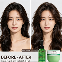 Traitement nourrissant et volumisant sans sulfate à la menthe et au concombre pour cheveux secs et fins, et ensemble d'huiles capillaires légères – Marque privée OEM, végétalien