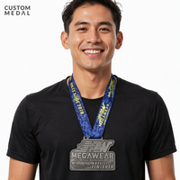 Médaille de finisseur de demi-marathon en métal personnalisée, relief 3D, récompense pour événement de course avec ruban imprimé