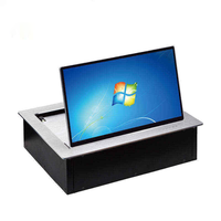 Monitor Lcd de escritorio oculto de 15,6 pulgadas, monitor de ordenador Lcd abatible hacia arriba, sistema de conferencia motorizado sin papel