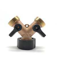Robinet d'extérieur en laiton robuste, adaptateur de tuyau d'arrosage, Y, 2 voies, séparateur de jardin, connecteurs rapides, conception métallique durable, norme BS