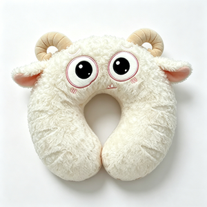 Almohada de Viaje en Forma de U con Diseño de Oveja Blanca y Peluda, Almohada de Viaje con Diseño de Cordero Kawaii para Avión, Auto y Siesta en la Oficina - Product Image 4