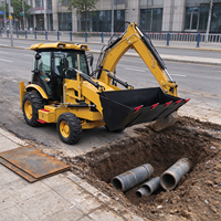 Merek Terbaik Cina, Penggerak 4 Roda, 10 Ton, Backhoe Loader Baru Yugong, Backhoe Wheel Loader dengan Bucket 6 in 1
