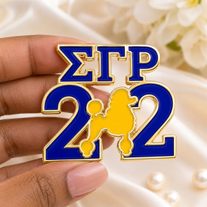 Nuova Spilla da Donna con Design Sorority Sigma Gamma Rho, Smaltata Blu e Oro, <span class=keywords><strong>Poodle</strong></span> SGRho 1922 - Product Image 5