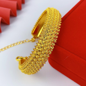 Brazaletes de Lujo Color Oro Dubai, Cadena Abierta para Mujer, Chapado en Oro de 24K, Pulseras Africanas con Dijes, Joyería de Mano para Boda - Product Image 6