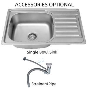 Évier simple en acier inoxydable 201 avec égouttoir, évier de cuisine à poser sur comptoir, taille 650*500mm - Product Image 1