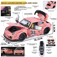 Modèle de voiture miniature en métal 1:24 RWB 993 avec son et lumière, jouet de collection avec télécommande