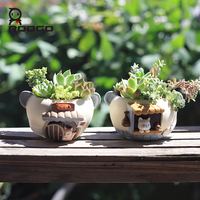 Pot de fleurs en résine pour plantes succulentes, design boutique d'animaux mignonne, mini boutique charmante, décoration pour maison, bureau, étagère, cadeau pour les amoureux des animaux