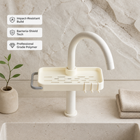 Support de Robinet en Plastique sur Pied pour Égouttoir à Vaisselle et Rangement d'Éponges et de Savon