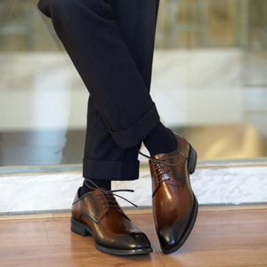 Nuove scarpe fatte a mano in pelle Business formale da <span class=keywords><strong>uomo</strong></span> con punta affilata a grana di legno traspirante con lacci <span class=keywords><strong>eleganti</strong></span> scarpe da <span class=keywords><strong>uomo</strong></span> - Product Image 6