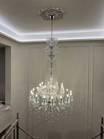 Lustres en cristal transparent doré de luxe à double hauteur de plafond, 2 m, 3 m, 4 m, 5 m de hauteur, pour hall, hôtel, hall d'entrée