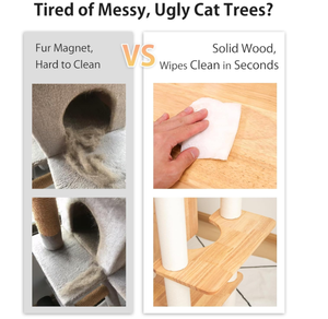 <span class=keywords><strong>Tour</strong></span> à chat en bois <span class=keywords><strong>de</strong></span> luxe avec panier en osier, bol en acrylique, grattoir, meubles - pour décorations d'Halloween - Product Image 2