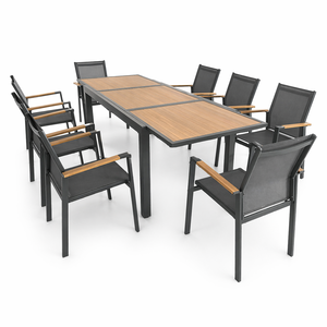 Muebles de Jardín <span class=keywords><strong>y</strong></span> Patio, Resistentes al Agua, de Aluminio, con Reposabrazos, Juego de Comedor con <span class=keywords><strong>Mesa</strong></span> <span class=keywords><strong>Extensible</strong></span> <span class=keywords><strong>y</strong></span> Sillas para Exteriores - Product Image 2