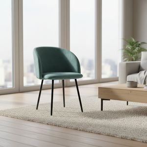 Silla <span class=keywords><strong>de</strong></span> Comedor Moderna Tapizada en Terciopelo, Asiento Suave, Patas <span class=keywords><strong>de</strong></span> Metal, Comedor 4 <span class=keywords><strong>Sillas</strong></span> - Product Image 1