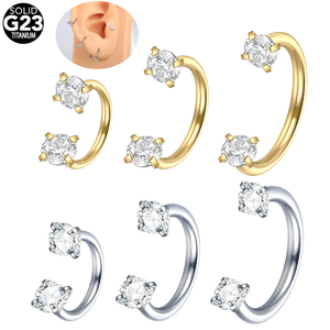 Lingchee G23 titane Zircon fer à cheval nez Piercings cerceau 16G oreille Septum hélice sourcil lèvre tour boucle d'oreille Cartilage Piercings - Product Image 1