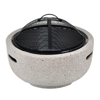 Brasero rond moderne en acier de 24 pouces avec oxyde de magnésium, foyer extérieur pour jardin à bois avec pique à bois