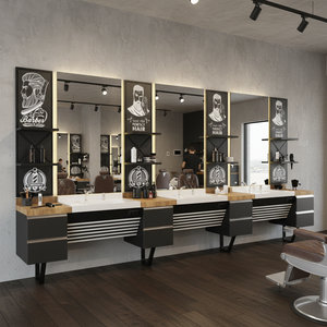 Espejo de Barbería Ajustable de Madera Real Moderna y Lujosa, Mueble de Salón Comercial Elegante y Duradero, Modelo 316 para Barbería - Product Image 2