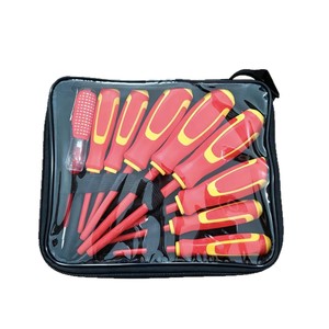 <b>Screwdriver</b> Set 9 Piece Insulated Magnetic Industrial Grade Cross Phillips Bit Anti-Slip Handle Textured Plastic Handle - Product Image 4