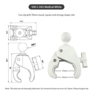 VINmounts  Base de montage à boule 1,5″ blanc médical  avec grande pince, compatible bras RAM 1,5″ - Product Image 2