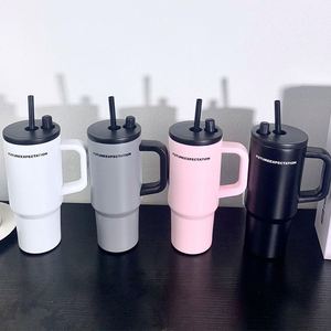 Taza de Viaje de Acero Inoxidable con Doble Aislamiento al Vacío de 710 ml, Vaso para Té, Café y Agua con Asa y Pajita para Camping - Product Image 3