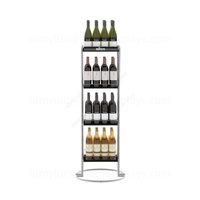 Étagère de présentation au sol en métal multicouche avec étagères pour bouteilles de vin, de spiritueux et de boissons, pour supermarchés et magasins de spiritueux