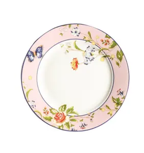 Platos de decoración de porcelana para banquete de boda, juego de platos de cerámica con estampado floral PARA CENA