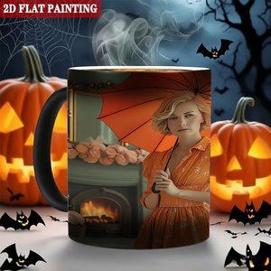 Taza Mágica de Cerámica Negra Esmerilada de 11 oz que Cambia de Color con Diseño de Pintura Plana en 2D - Product Image 6