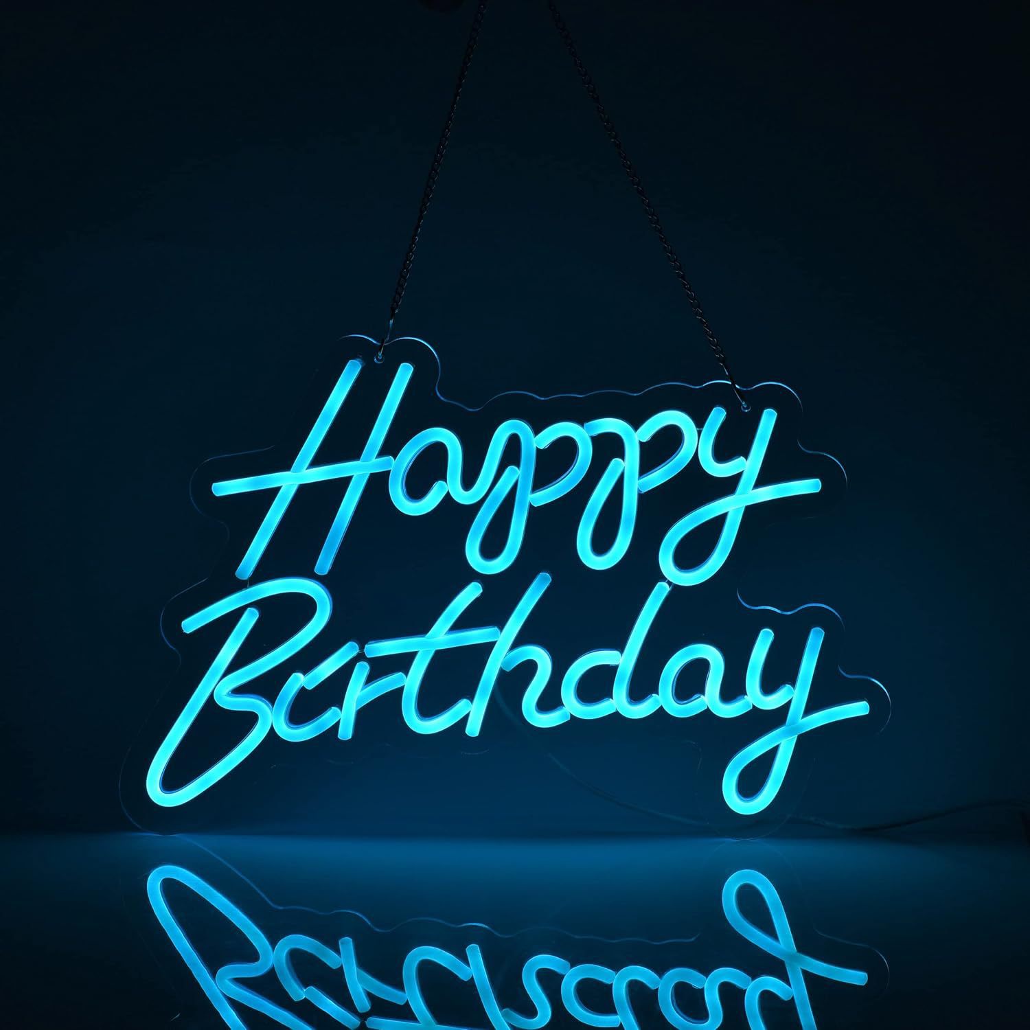 Bleu Glacé Joyeux Anniversaire 43x30cm