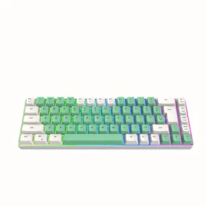 K701 keyboard gaming bercahaya, pemisah garis kunci 68 tombol berkabel nuansa mekanis warna ganda RGB