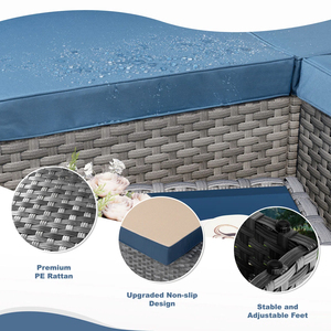 Dwoo Sang Trọng Ngoài Trời Đồ Nội Thất Sân Vườn Thoải Mái 8 Mảnh Đồ Nội Thất Patio <span class=keywords><strong>Set</strong></span> <span class=keywords><strong>Wicker</strong></span> Mây Vườn Sofa <span class=keywords><strong>Set</strong></span> Với Lửa Pit Bảng - Product Image 5