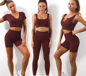 2023 Logo personalizzato Fitness abbigliamento Leggings Ropa Deportiva Gym ActiveWear 4 pezzi allenamento donna costine senza soluzione di continuità Yoga <span class=keywords><strong>Set</strong></span> per Wome - Product Image 2