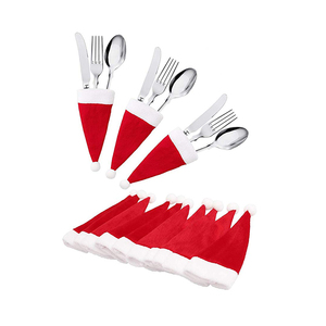 Cappello di Babbo Natale in Offerta Speciale, Decorazione Natalizia da Tavola, Porta Posate con Tasche, Sacchetto per Coltello, Cucchiaio e Forchetta, <span class=keywords><strong>Copribottiglia</strong></span> di Vino - Product Image 1