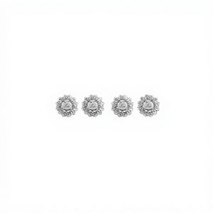 Boucles d'oreilles clous fleur en or blanc E789, serties de cristaux et strass, classiques, unisexes, bijoux fins - Product Image 1