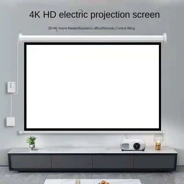 Manufacturer's 120 Inch Electric Remote Control Projection Screen HD Projection Screen for Home Theater School Meeting Room