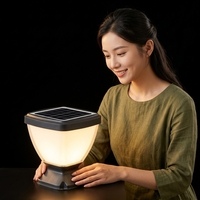 Lampe solaire de jardin à LED pour poteau extérieur, en aluminium, alimentée par énergie solaire, étanche, lumière blanche chaude 3500K, capteur de lumière, rechargeable