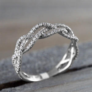 Anello Eternity da Donna F1093 con Diamanti Micro Pavé Rotondi Naturali, Anelli di Fidanzamento alla Moda - Product Image 2